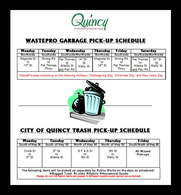 City Maintenance Schedule Quincy, FL