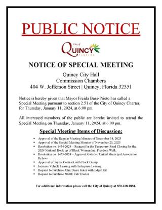 Special Meeting January 11, 2024