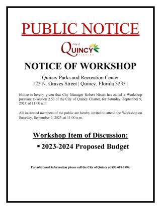 City Commission Workshop 2023-2024 Budget