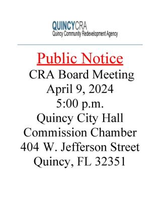 CRA Board Meeting April 9, 2024 5:00pm