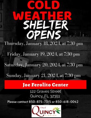 Cold Weather Shelter Opening Joe Ferolito Recreation Center