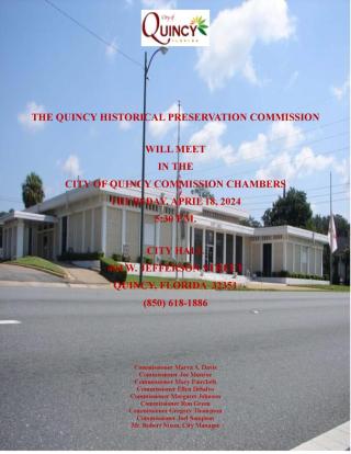 Quincy Historical Preservation Commission Thursday, April 18, 2024