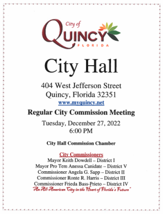 Regular City Commission Meeting, December 27, 2022