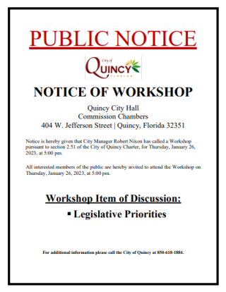 Notice of Workshop January 26, 2023