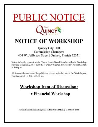 Notice of Workshop Financial Workshop