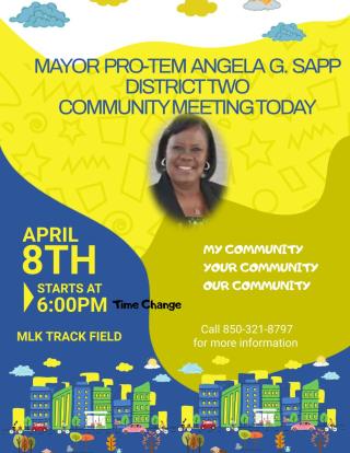 District Two Community Meeting Today Mayor Pro-Tem Angela G. Sapp