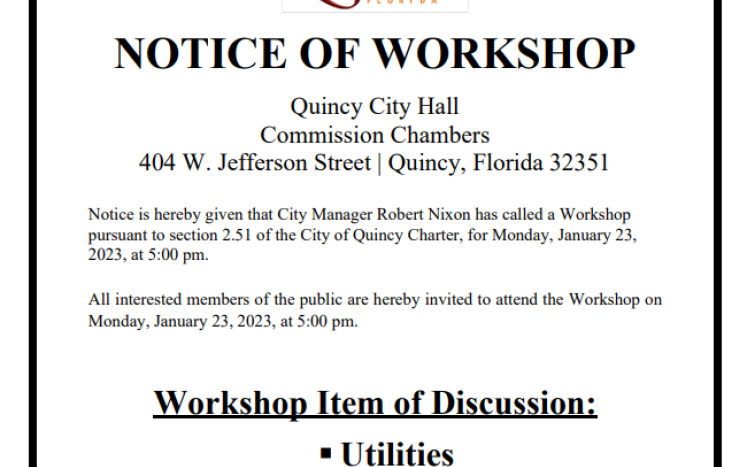 Notice of Workshop January 23, 2023