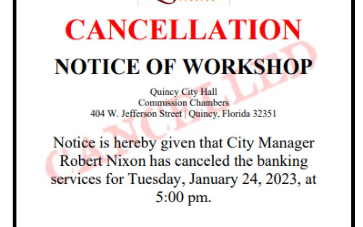 Cancellation Notice of Workshop January 24, 2023