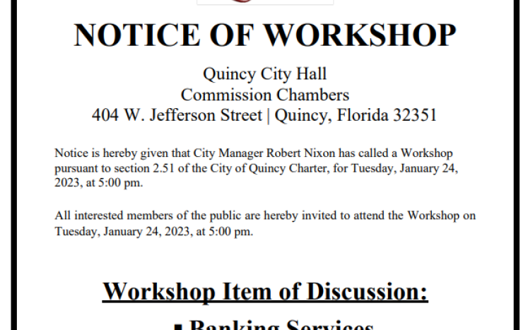 Notice of Workshop January 24, 2023