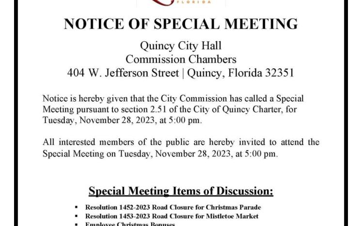 NOTICE OF SPECIAL MEETING November 28, 2023