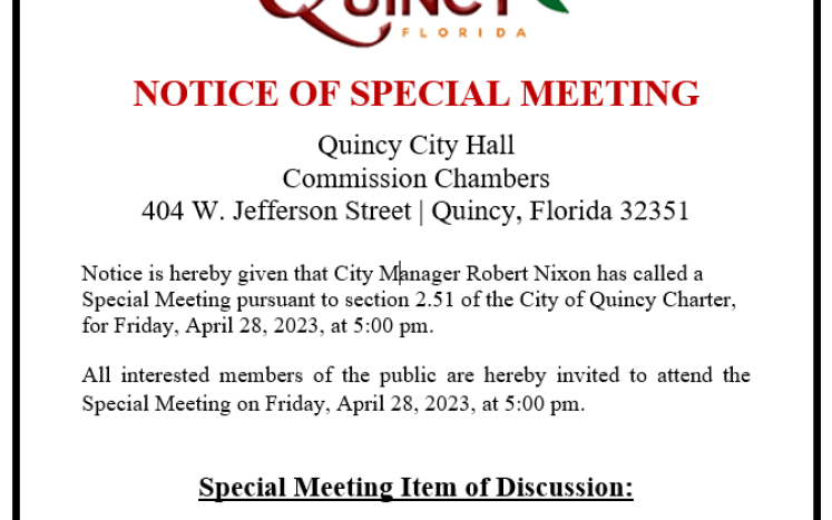 NOTICE OF SPECIAL MEETING April 28, 2023