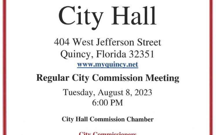 REGULAR CITY COMMISSION MEETING AUGUST 8, 2023