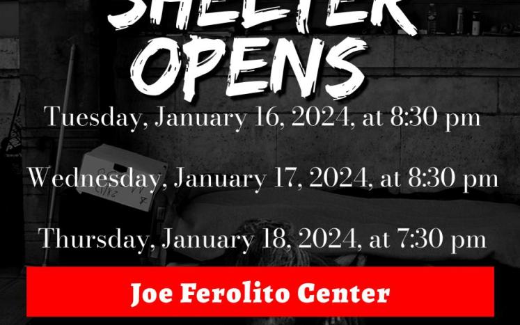 COLD WEATHER SHELTER OPEN DATES January 16-18, 2024