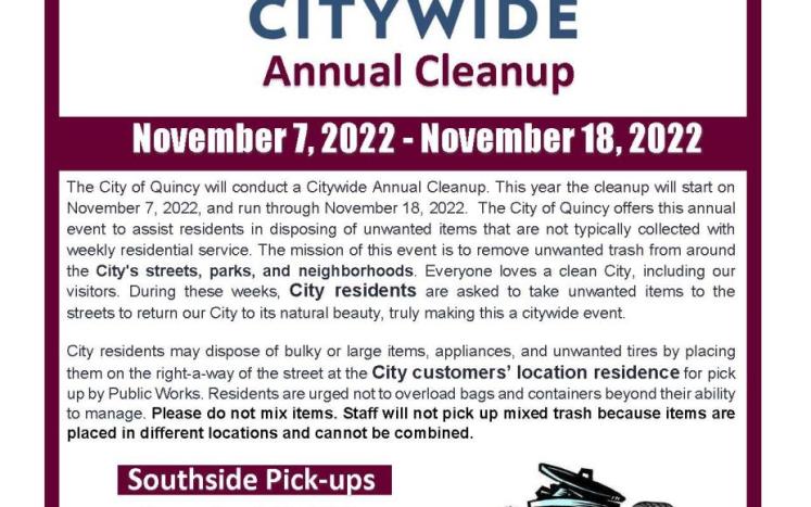 City Wide Cleanup November 7-18, 2022