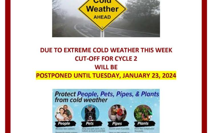 COLD WEATHER EXTENSION CYCLE 2 CUT-OFF POSTPONED