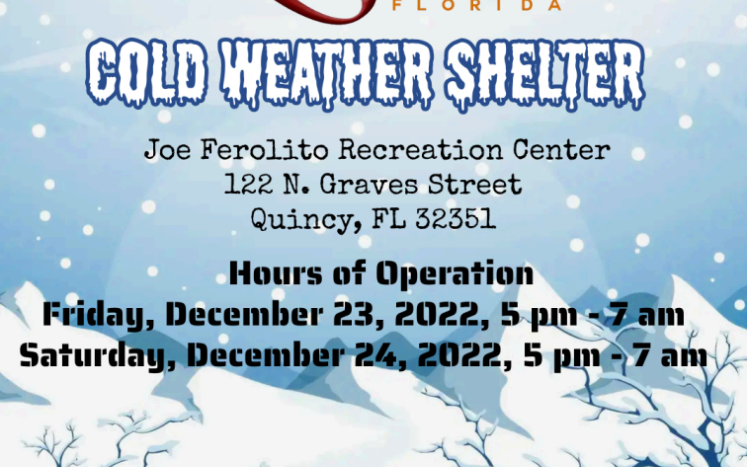 Cold Weather Shelter Friday Dec 23 and Saturday Dec 24