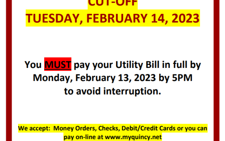 UTILITIES CYCLE 2 CUT-OFF TUESDAY, FEBRUARY 14, 2023
