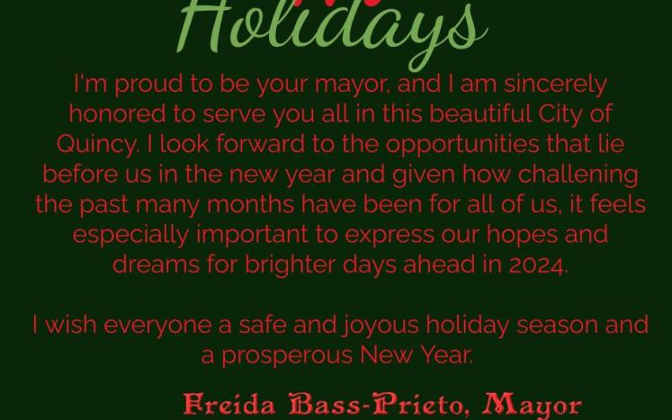 District 4 Holiday Message Freida Bass-Prieto, Mayor