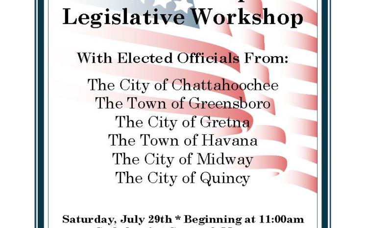 Joint Municipal Legislative Workshop July 29th at 11:00am